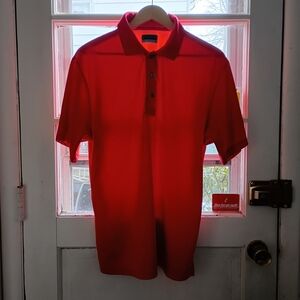 PGA Tour Polo Men's Large Red Short Sleeves Ribbed Collar 3 Buttons Activewear